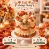 Fall vintage piping cake decorating class promotional poster with autumn-themed